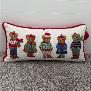 TIKTOK VIRAL Polo Bear Christmas Holiday Pillow Embroidered Teddy Bear